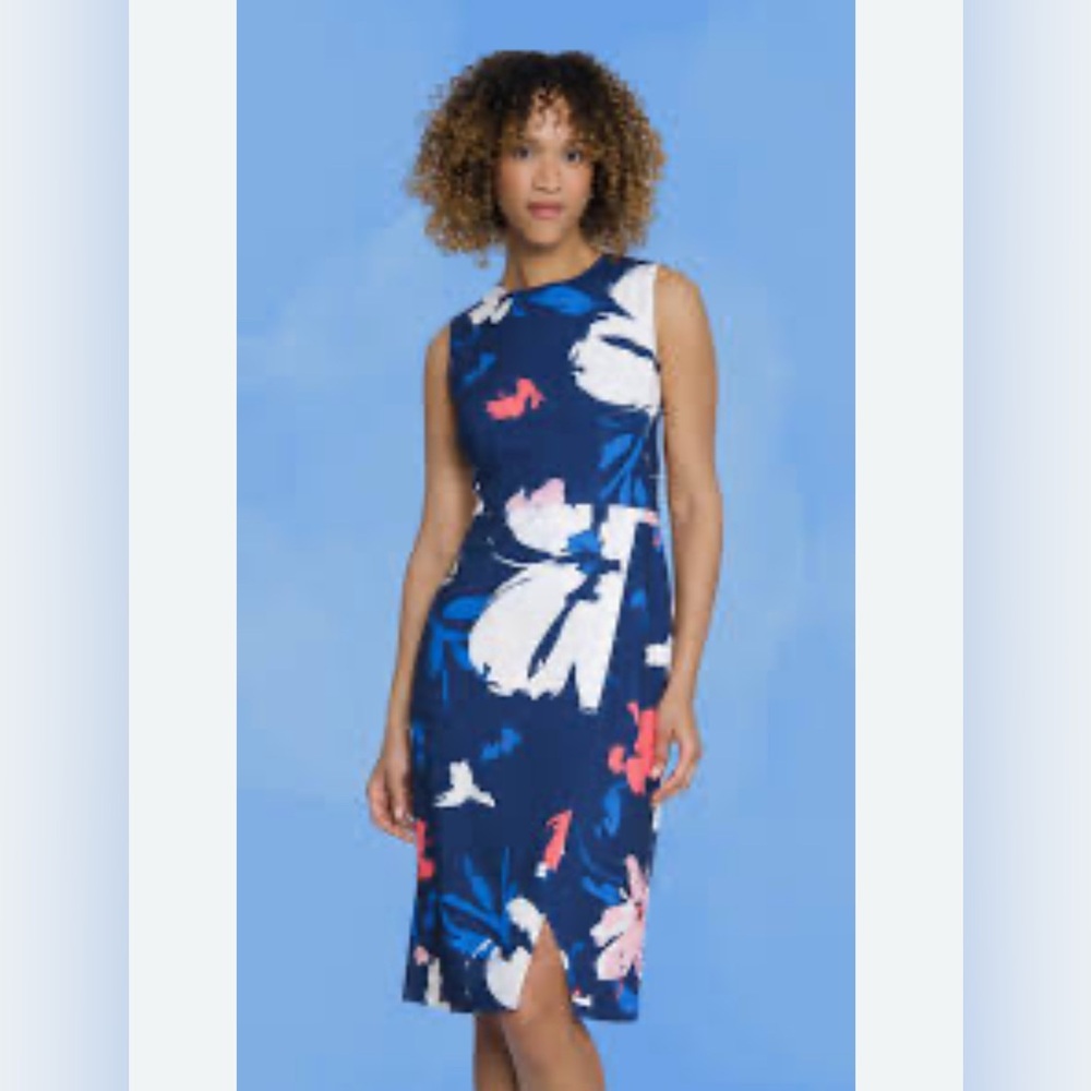 Maggy London Blue Floral Sleeveless Dress 6